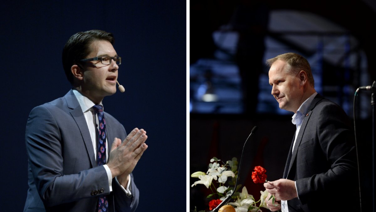 SD:s partiledare Jimmie Åkesson och Vänsterpartiets partiledare Jonas Sjöstedt. 